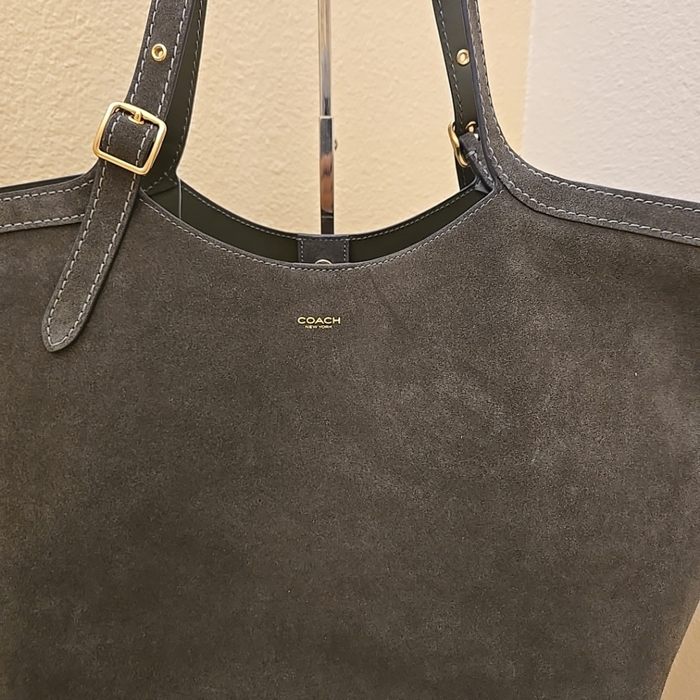 Coach Suede Gramercy Buckle Detail Oversized Slouchy Tote Bag - Picture 8 of 14